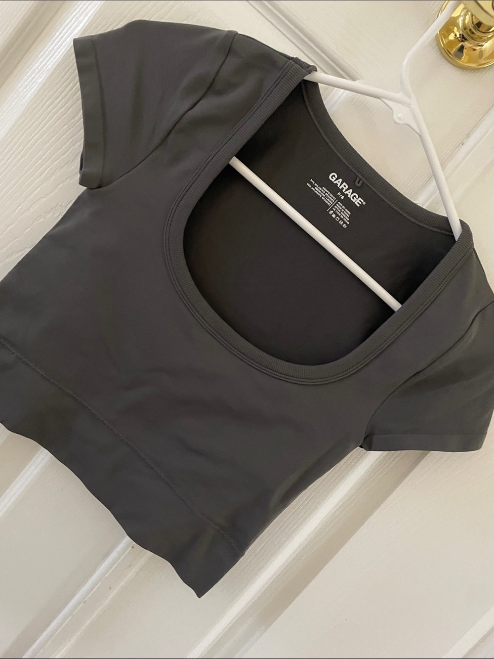 Garage Charcoal Scoop Neck Crop Top, Size Small